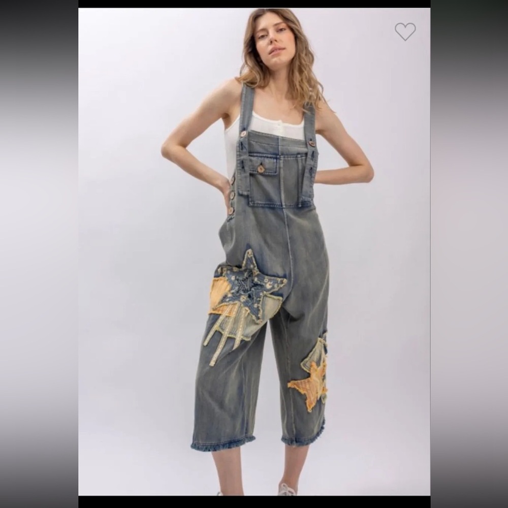 Bluevelvet Star Patch Overalls